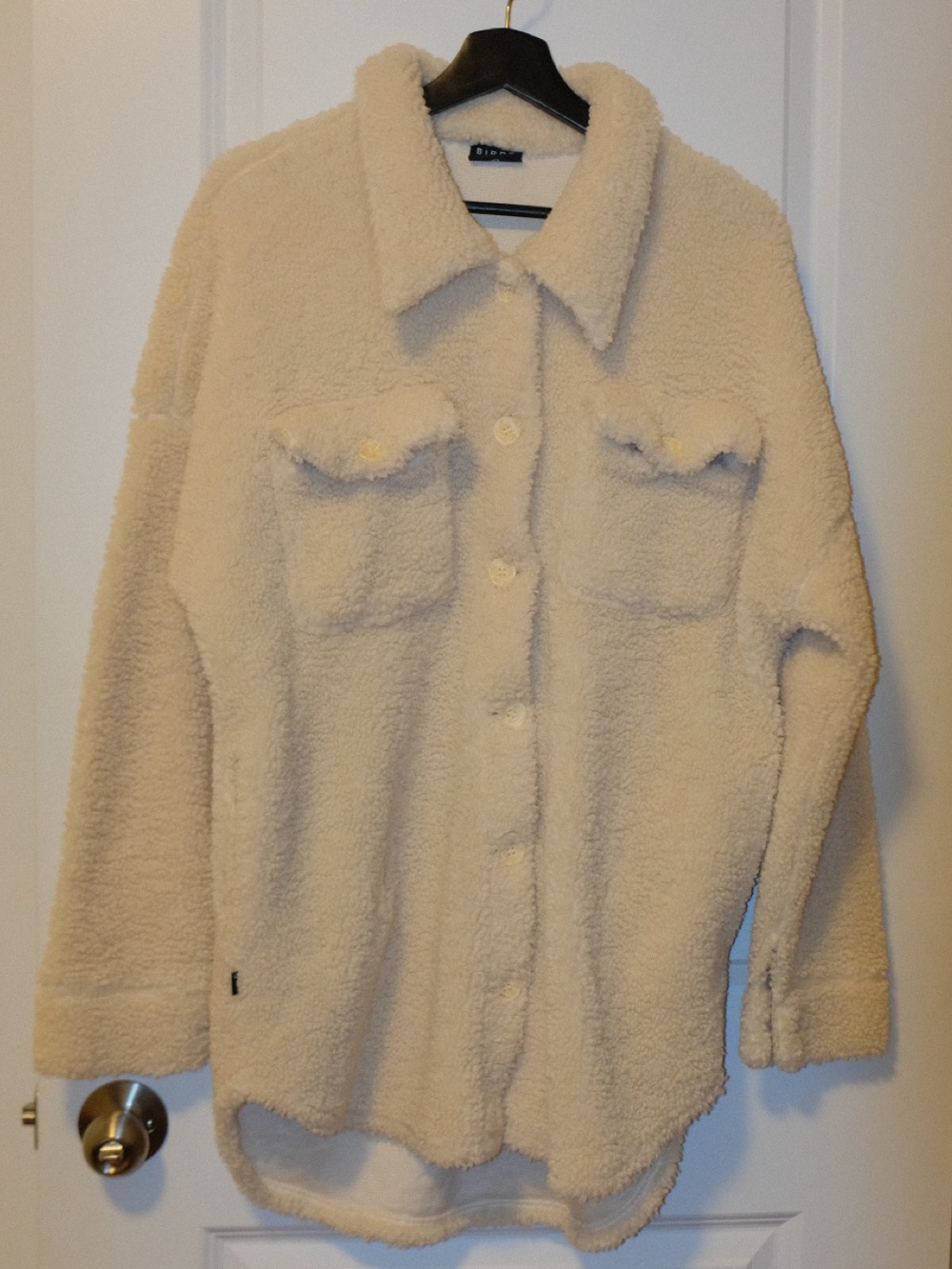Cream Sherpa Button-Up Teddy Jacket